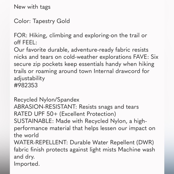 Athleta Headlands Hybrid Cargo Tights High Rise in Tapestry Gold Plus Size 22 - Picture 14 of 14